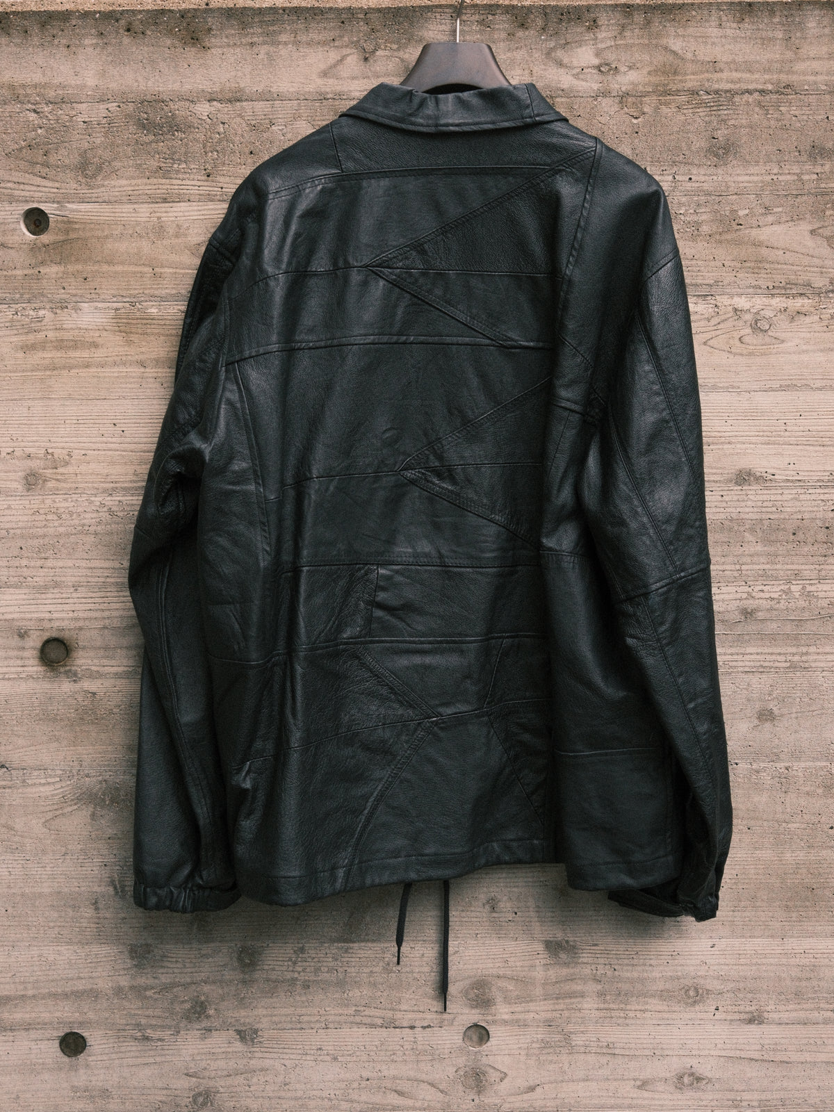 OLDPARK : COACH JACKET -LEATHER-  (BLACK、XLサイズ)