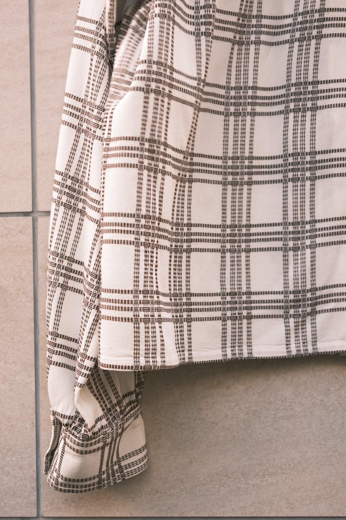 The Letters : OPEN COLLAR SHIRT -SASHIKO CHECK RAYON- / IVORY