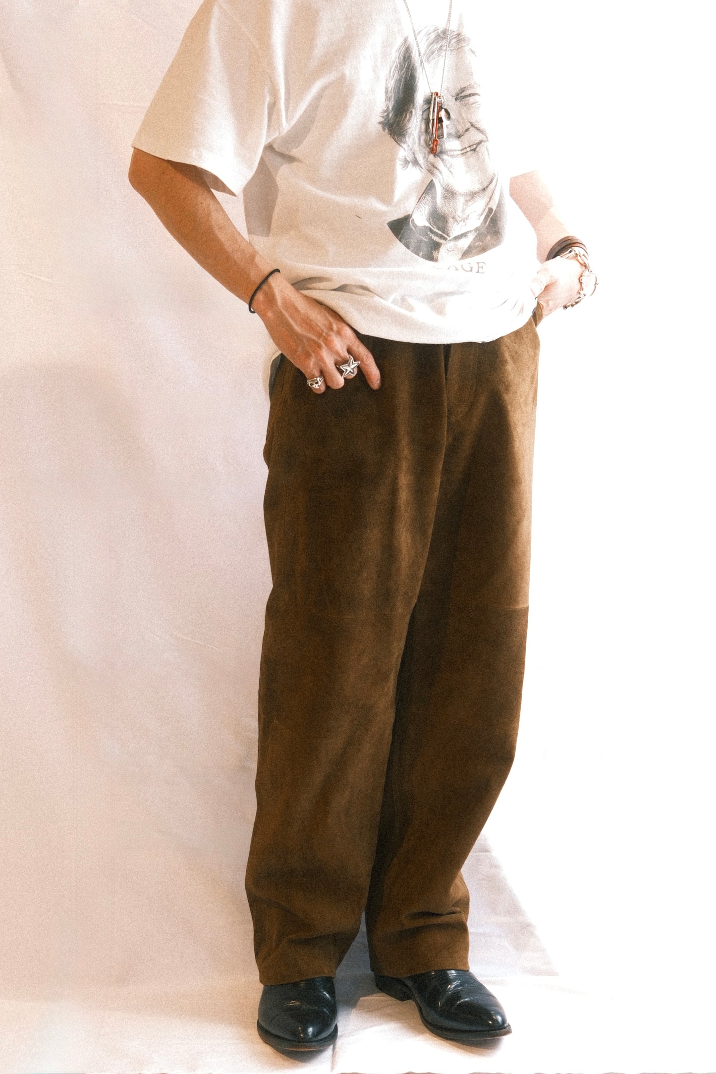 The Letters: WORKERS WIDE PANTS -HORSE SUEDE-