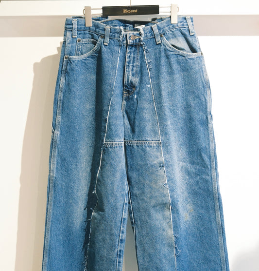 OLDPARK : BAGGY CARPENTER PANTS -DENIM-  (BLUE、XLサイズ)