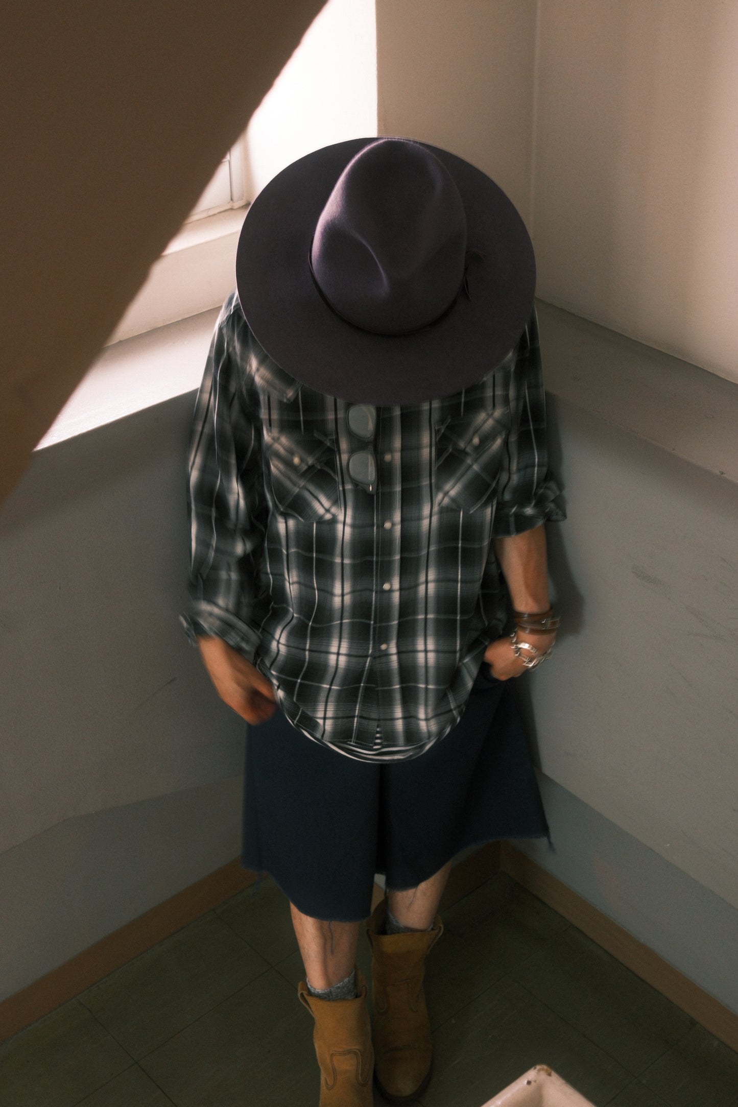 The Letters : WESTERN SHIRT -OMBRE CHECK RAYON-
