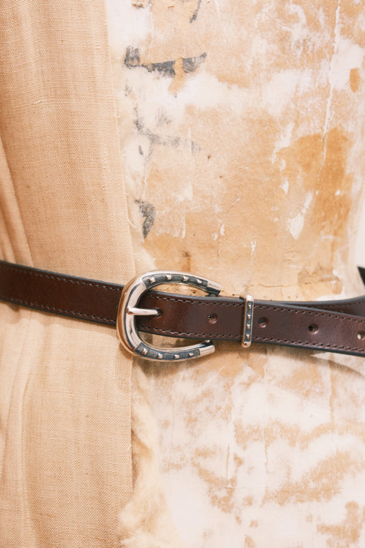 The Letters : DOUBLE SIDED HORSESHOE LONG BELT -COW HIDE- / CHOCOLATE