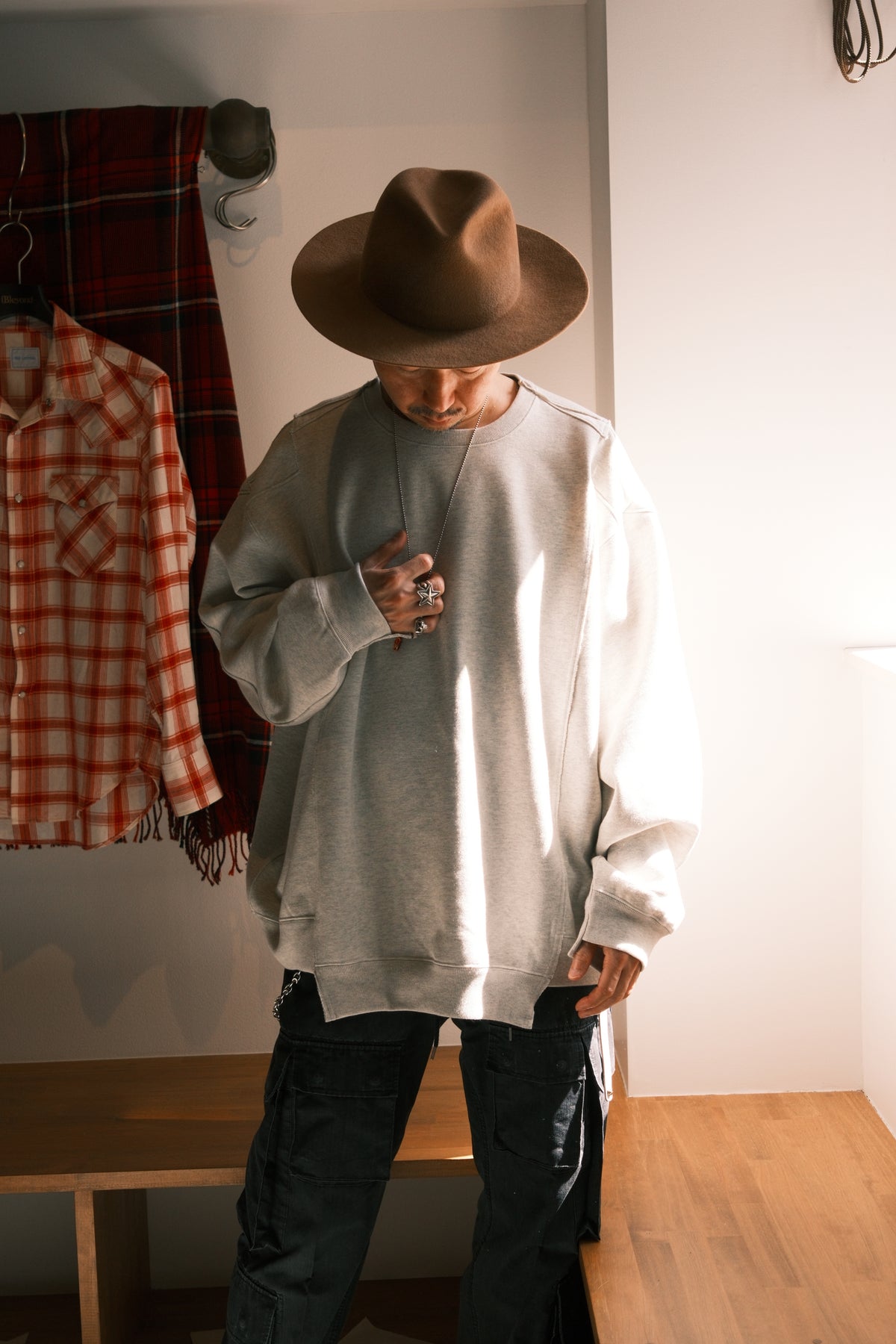 OLDPARK : COLLAB CREW SWEAT (x Healthknit) / GRAY