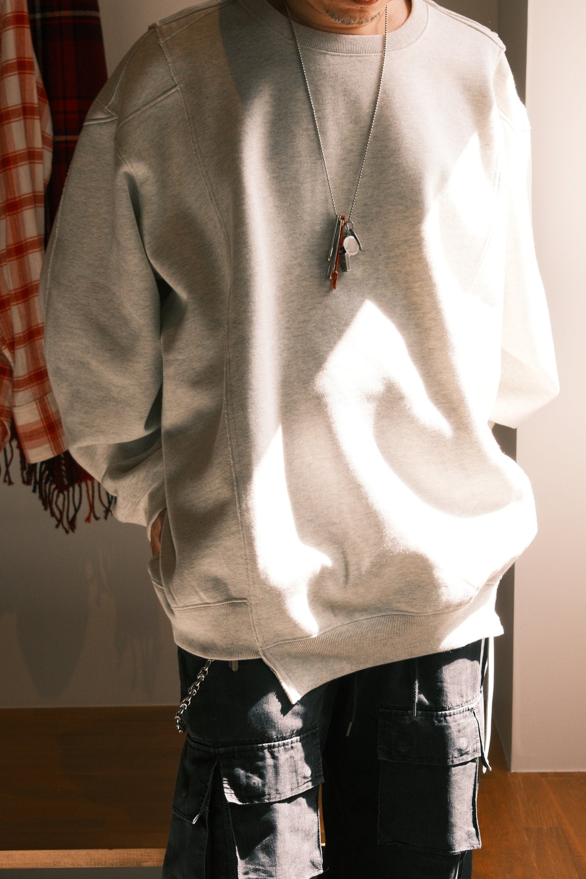 OLDPARK : COLLAB CREW SWEAT (x Healthknit) / GRAY