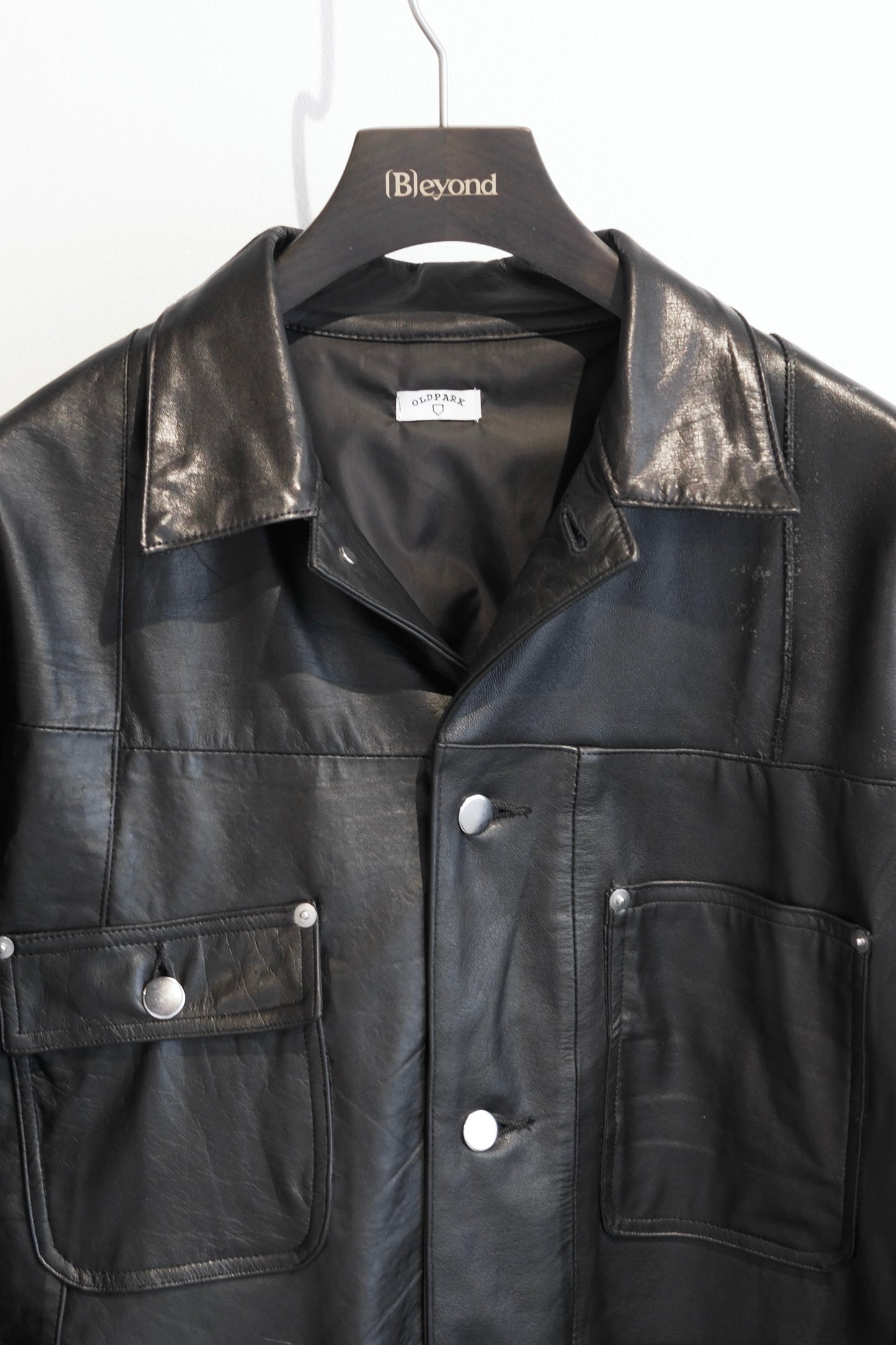 OLDPARK : LEATHER CHORE COAT (BLACK、Lサイズ)