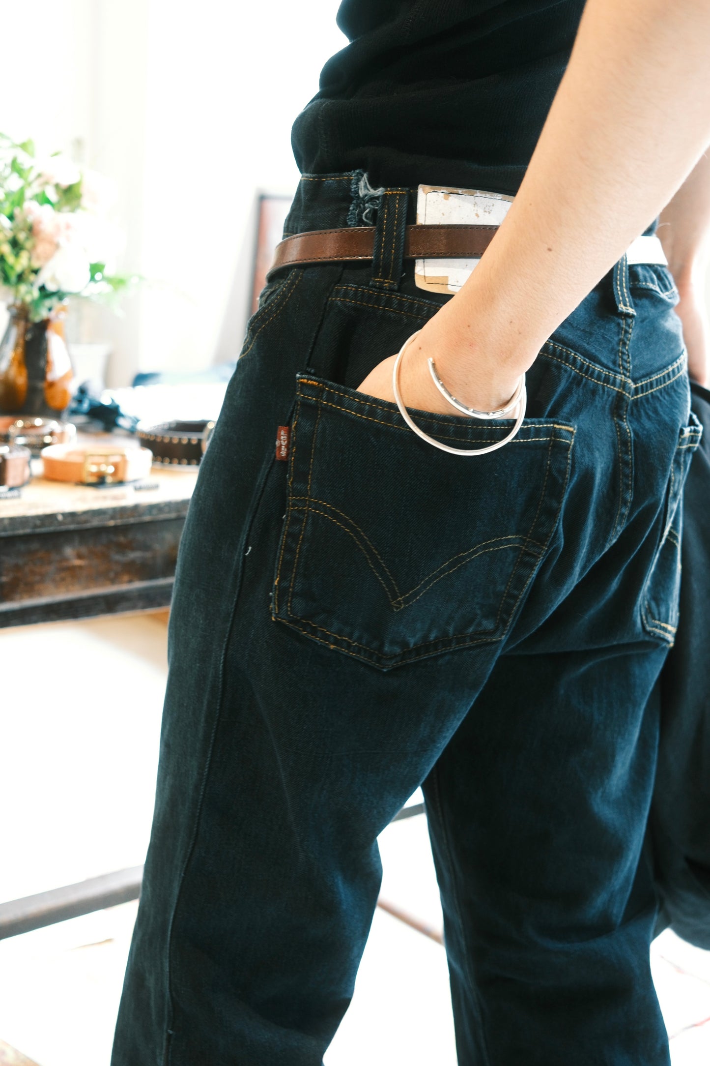 OLDPARK : SWAPPED JEANS (BLACK、Sサイズ)