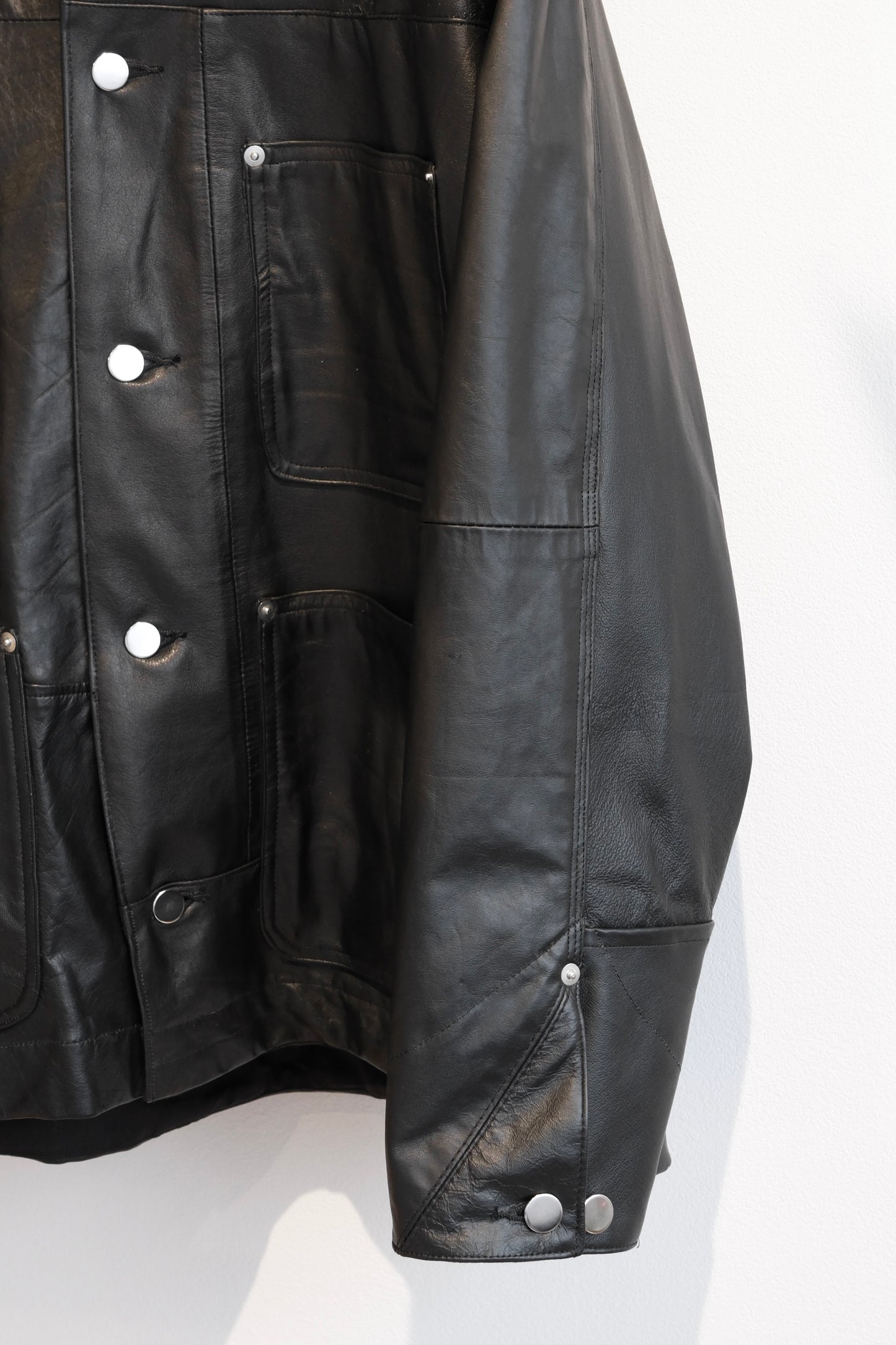OLDPARK : LEATHER CHORE COAT (BLACK、Lサイズ)