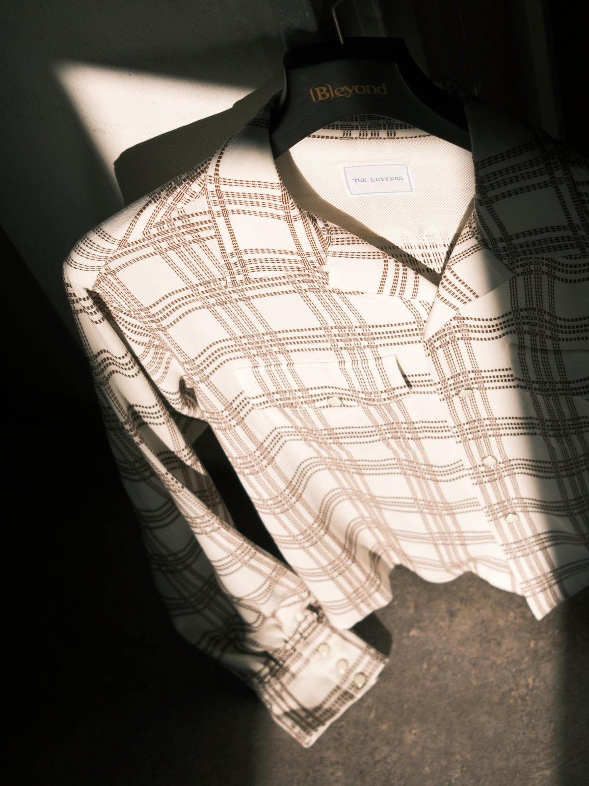 The Letters : OPEN COLLAR SHIRT -SASHIKO CHECK RAYON- / IVORY