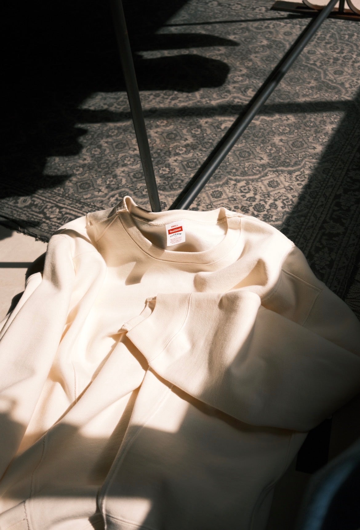 OLDPARK : COLLAB CREW SWEAT (x Healthknit) / WHITE