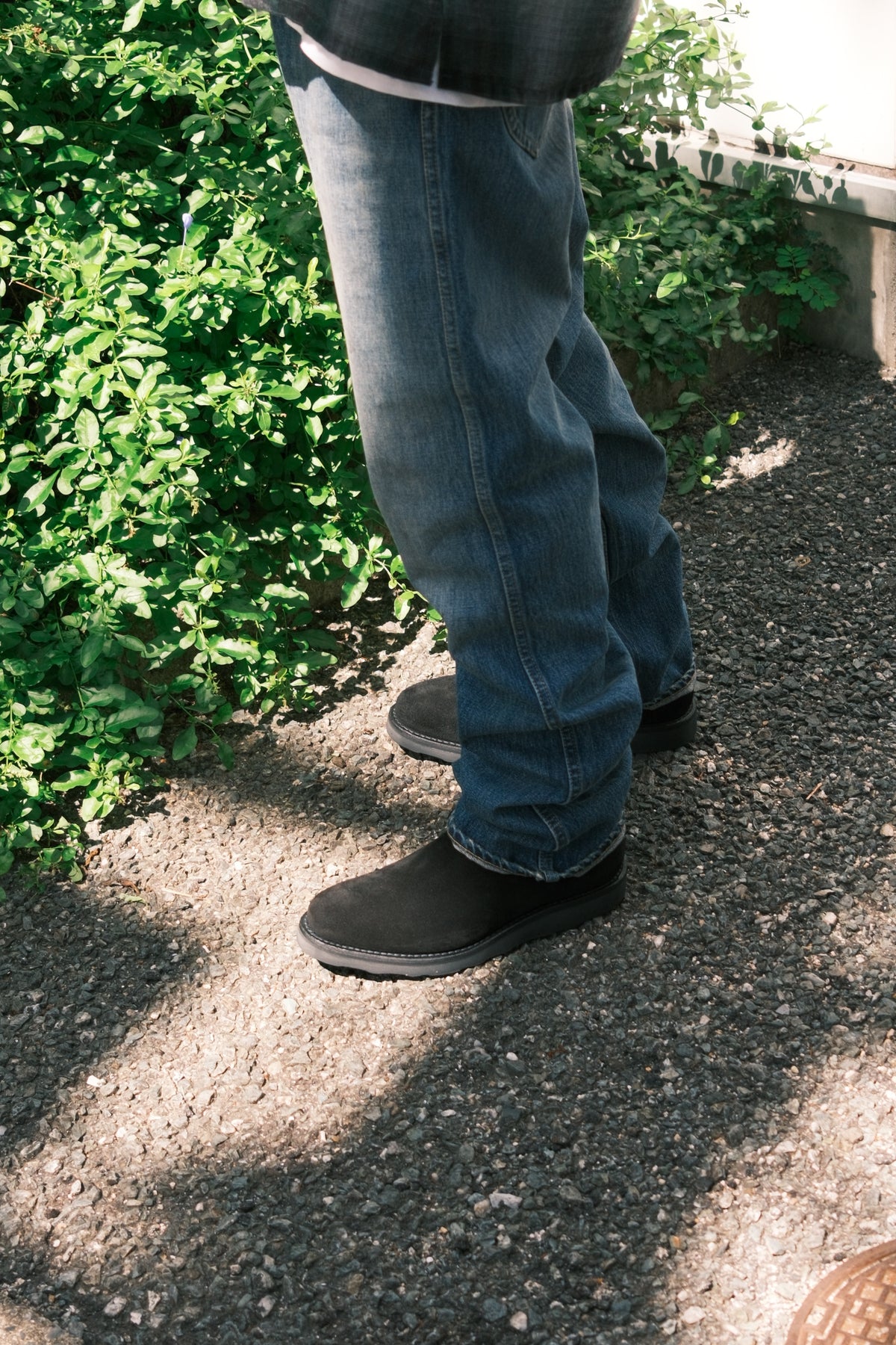 MINEDENIM : Suede Leather Side Zipper Boots / BLACK