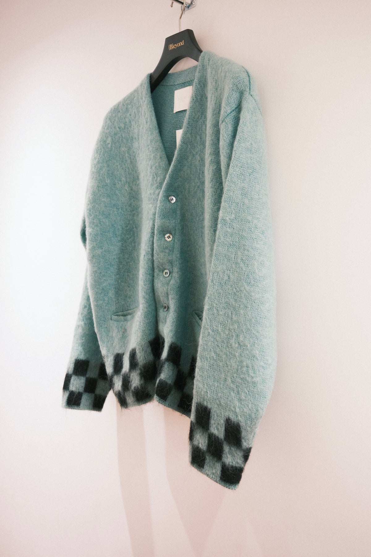 TODAY edition : CHECKER MOHAIR CARDIGAN / BLUE