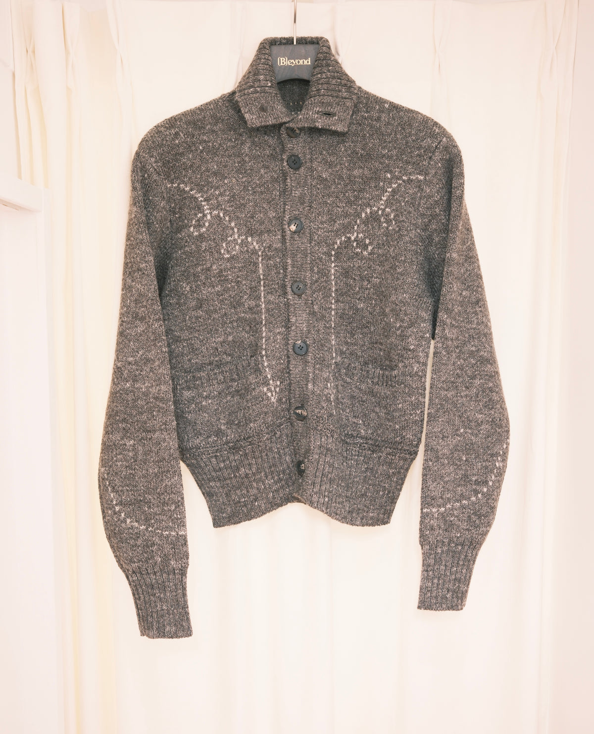 The Letters : 5G COW BOY TURTLENECK CARDIGAN -SHETLAND WOOL LINEN-