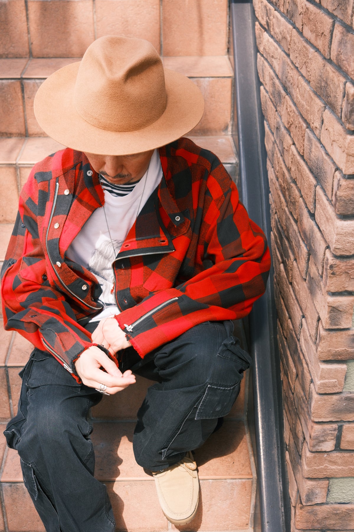 OLDPARK : RIDERS SHIRT -FLANNEL- / RED
