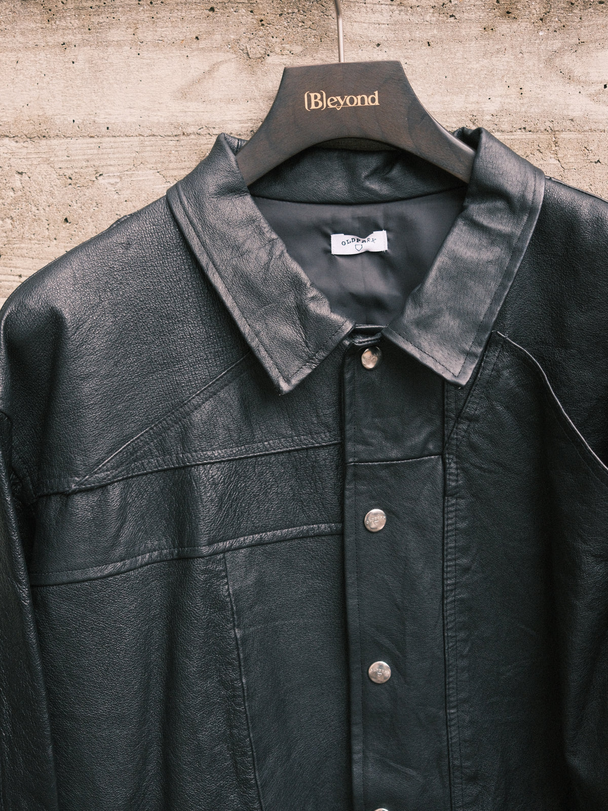 OLDPARK : COACH JACKET -LEATHER-  (BLACK、XLサイズ)