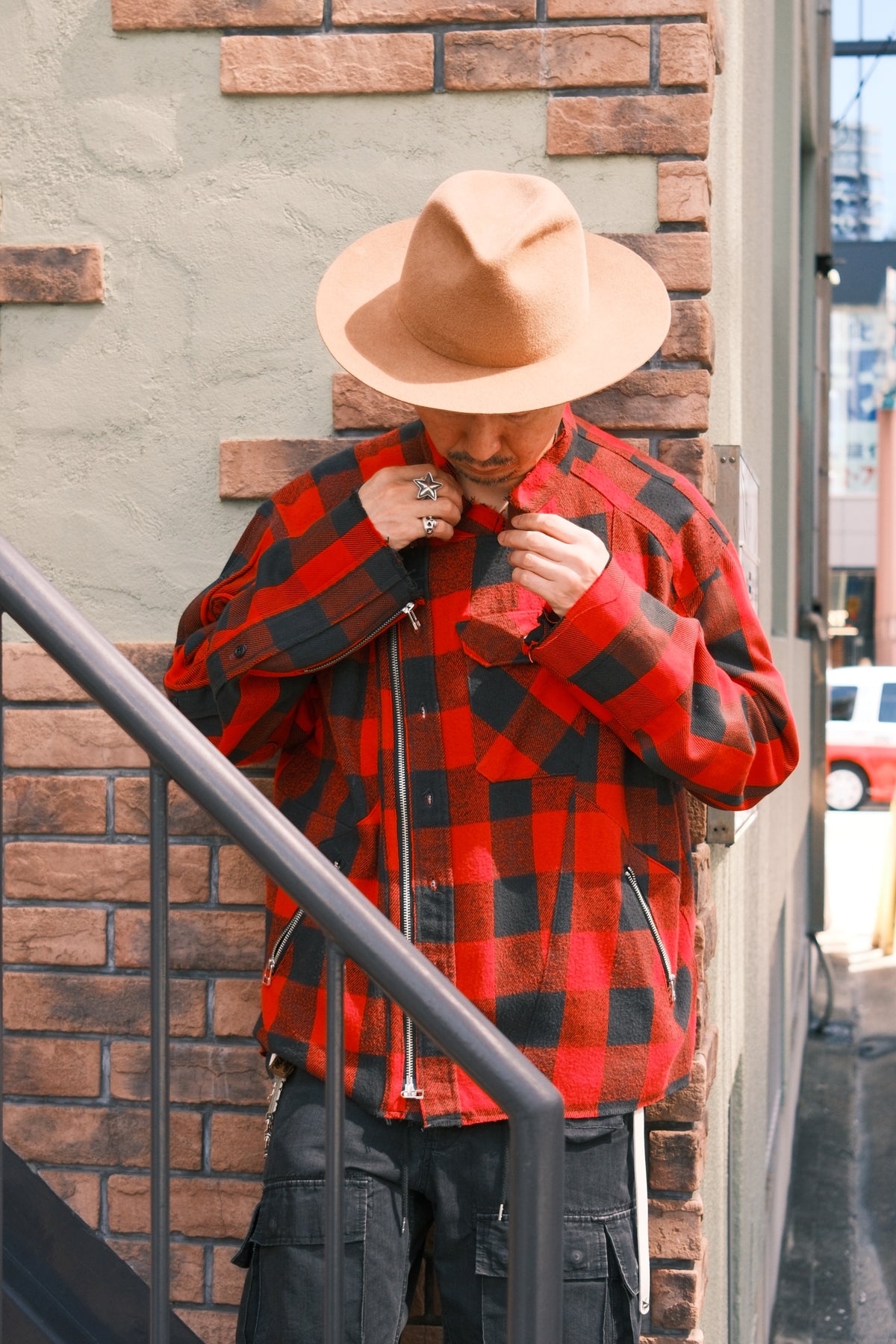 OLDPARK : RIDERS SHIRT -FLANNEL- / RED