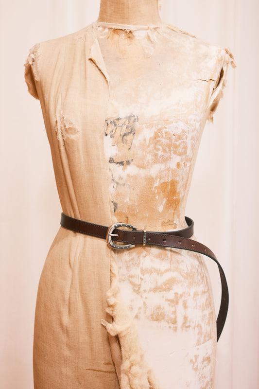 The Letters : DOUBLE SIDED HORSESHOE LONG BELT -COW HIDE- / CHOCOLATE