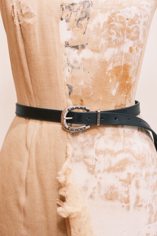 The Letters : DOUBLE SIDED HORSESHOE LONG BELT -COW HIDE- / BLACK