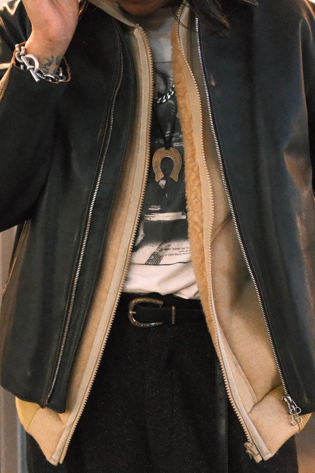 JOHN MASON SMITH / JANE SMITH : COW LEATHER VINTAGE FINISHED ZIP BLOUSON