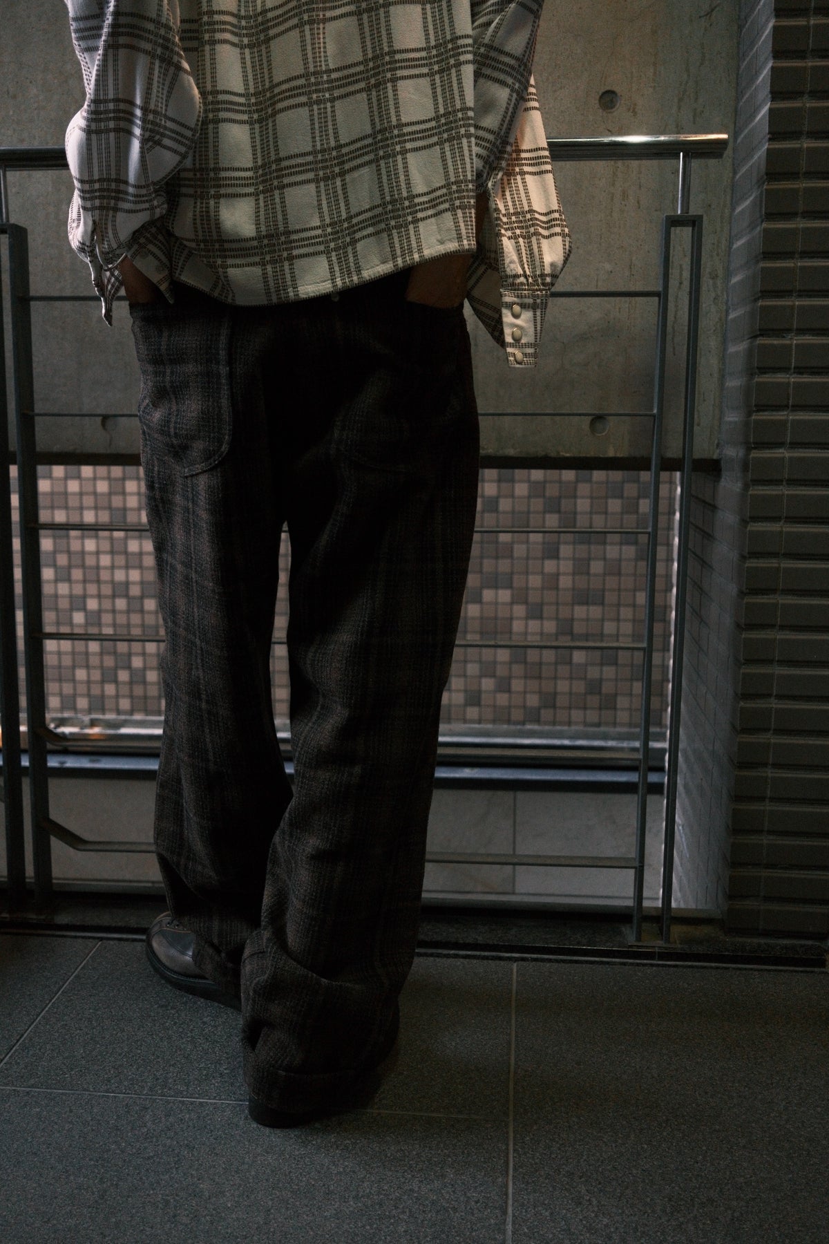 The Letters : WORKERS PANTS -CORKSCREW YARN CHECK WOOL-