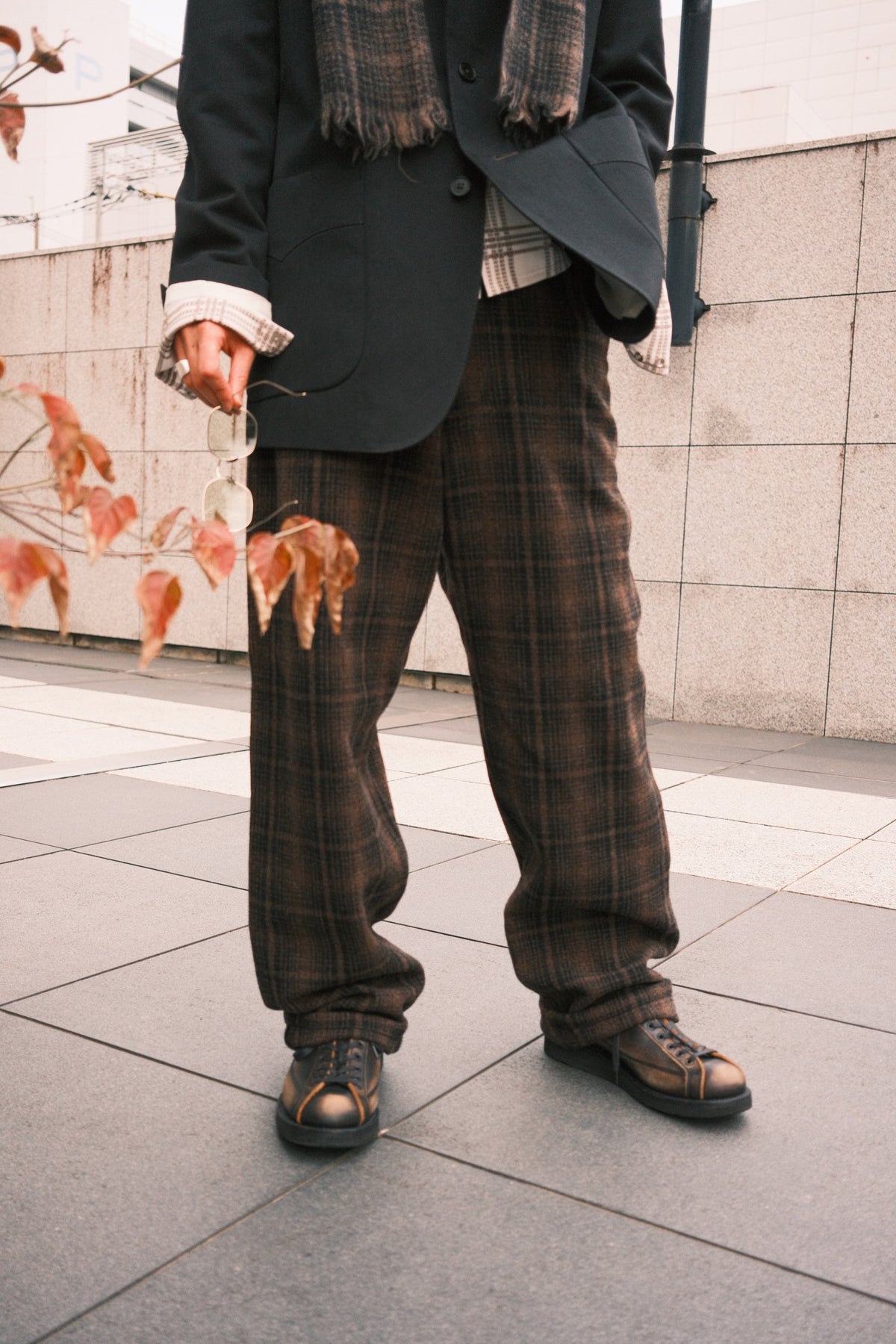 The Letters : WORKERS PANTS -CORKSCREW YARN CHECK WOOL-