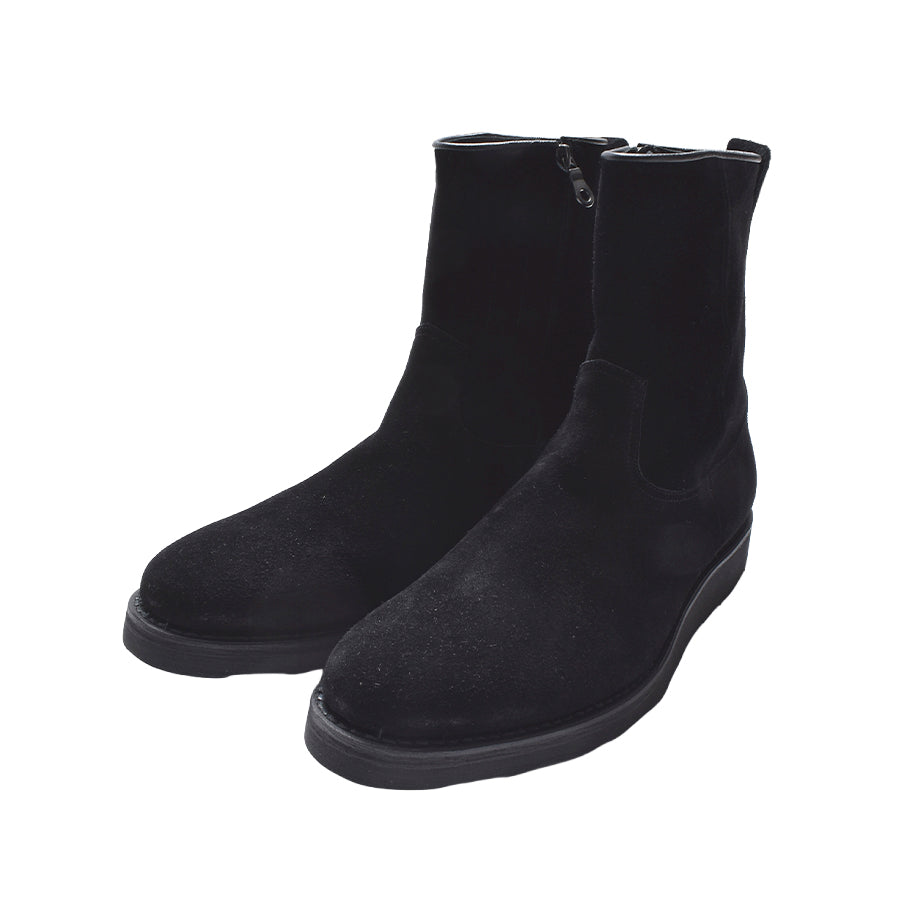 MINEDENIM : Suede Leather Side Zipper Boots / BLACK