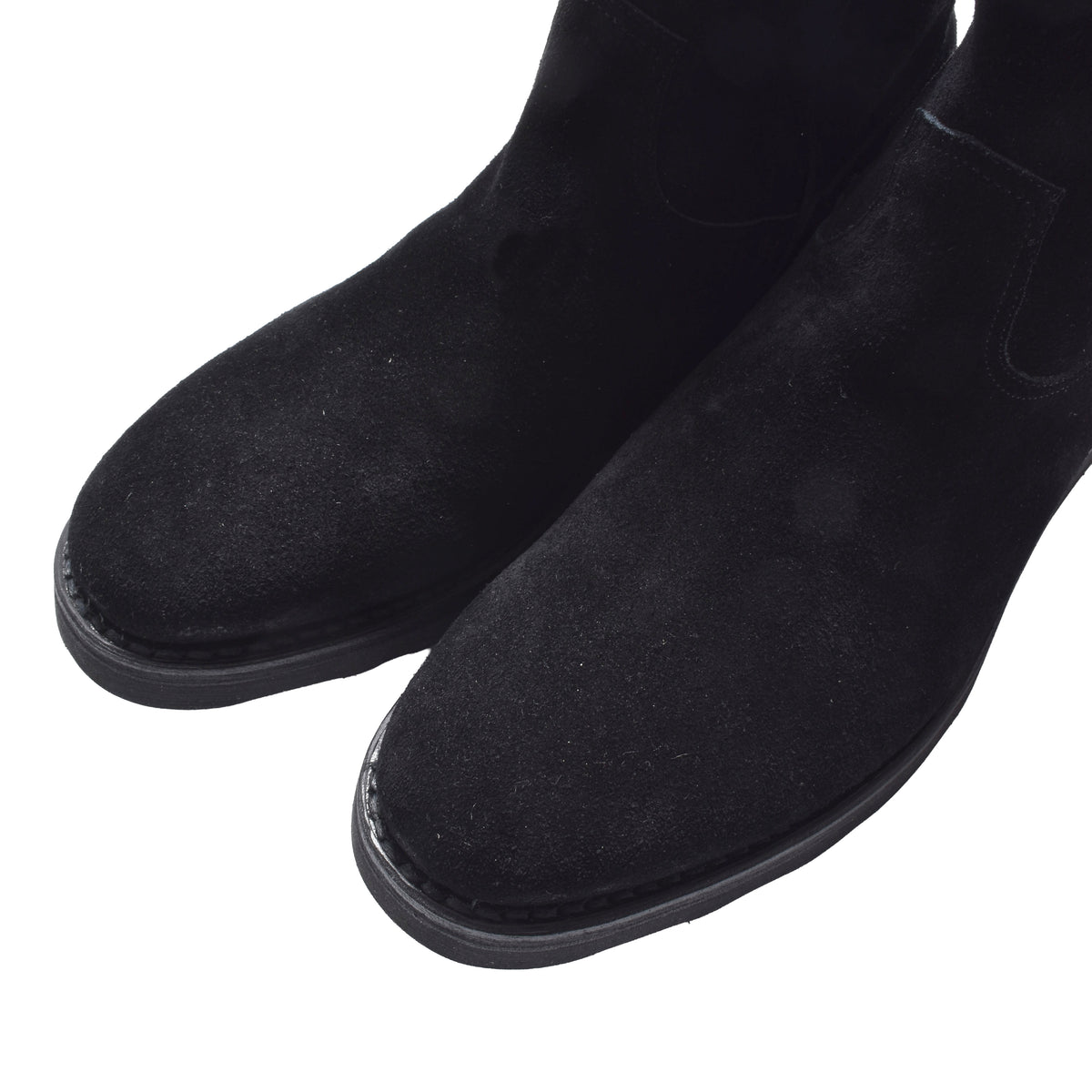 MINEDENIM : Suede Leather Side Zipper Boots / BLACK