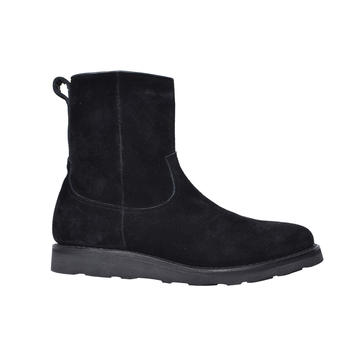MINEDENIM : Suede Leather Side Zipper Boots / BLACK