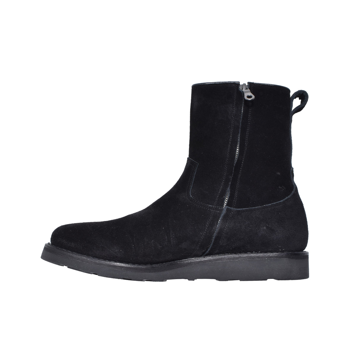 MINEDENIM : Suede Leather Side Zipper Boots / BLACK
