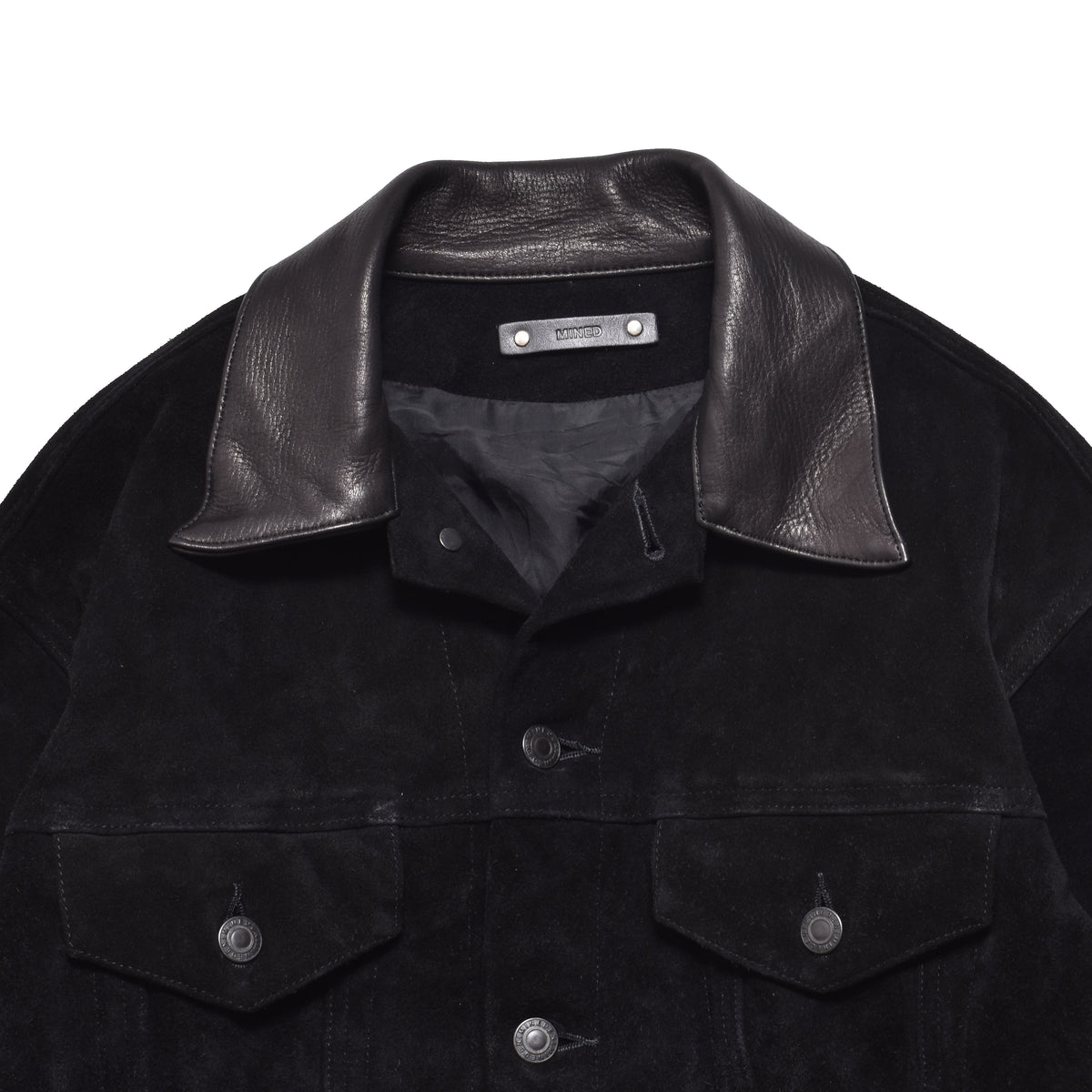 MINEDENIM : Washed Leather Trucker Jacket