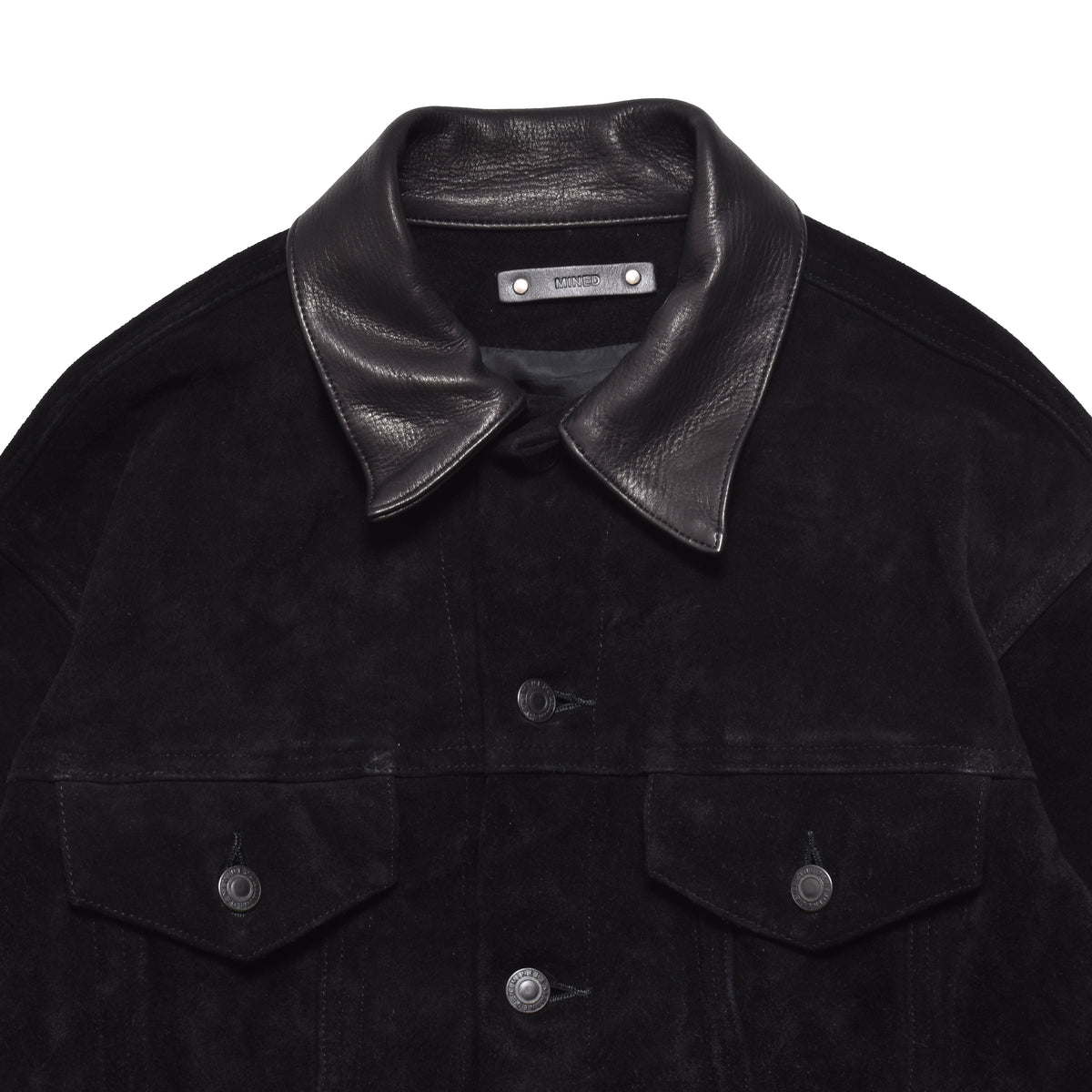 MINEDENIM : Washed Leather Trucker Jacket