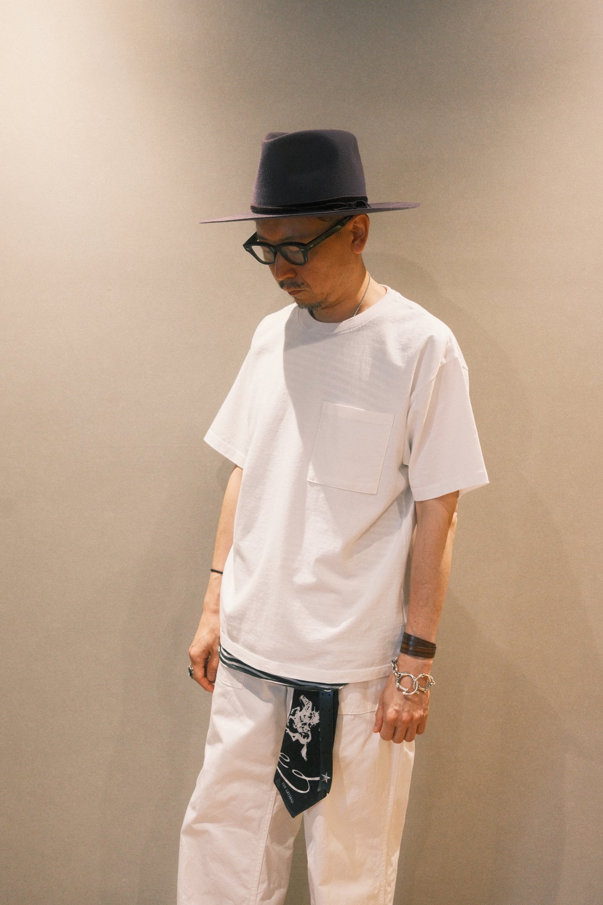 MINEDENIM : FASHION IS LANGUAGE Crewneck Pocket Tee / WHITE