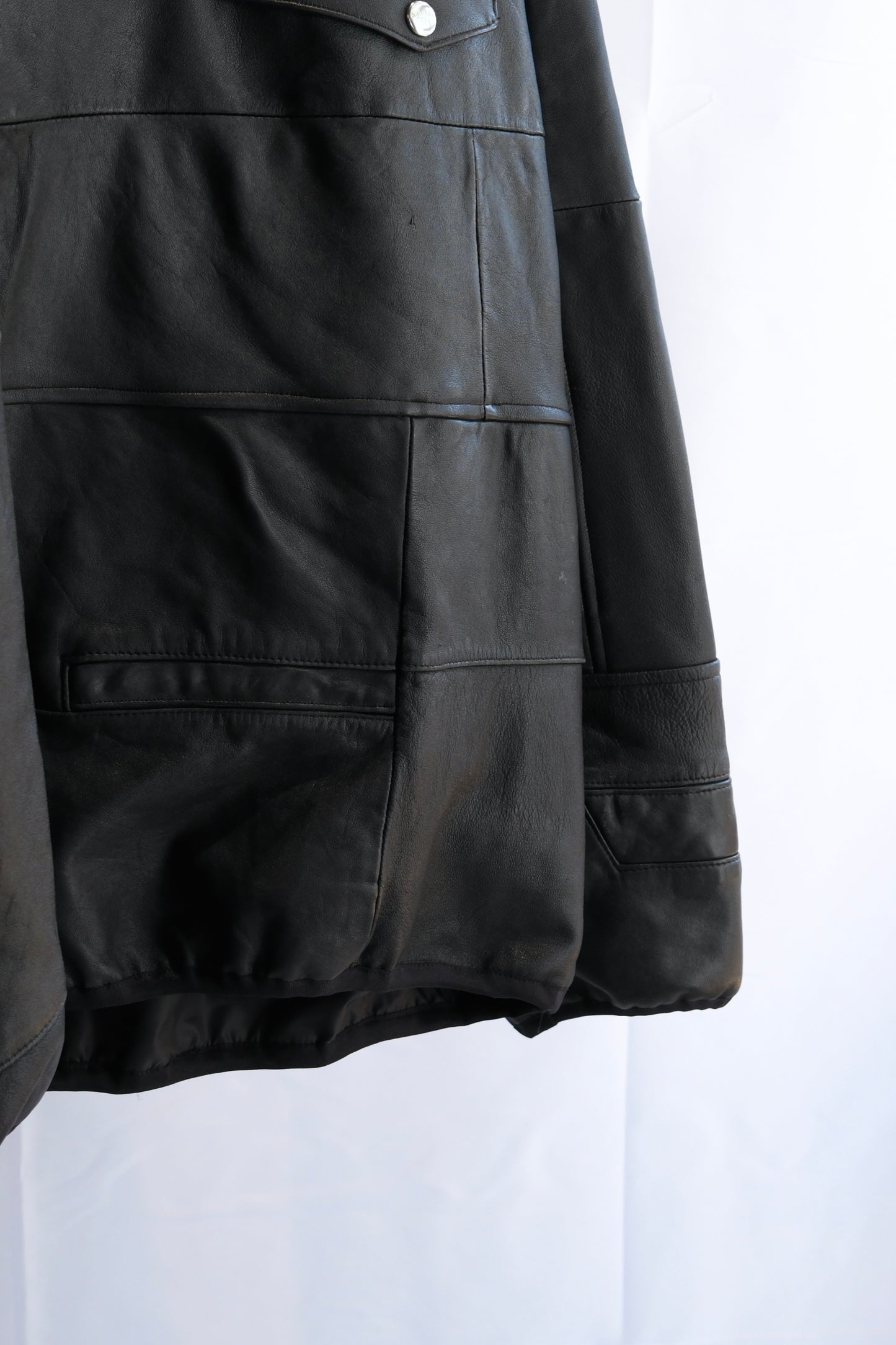 OLDPARK : SNAP PULLOVER JACKET -LEATHER-  (BLACK、Mサイズ)