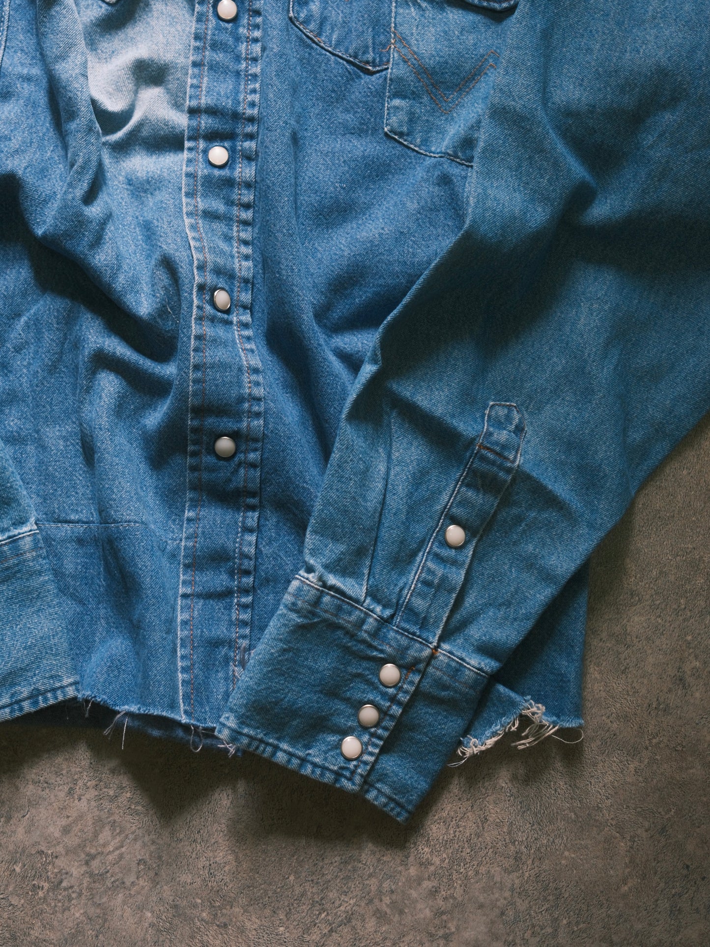 OLDPARK : SLEEVE FRONT SHIRT (DENIM / Fサイズ-1)