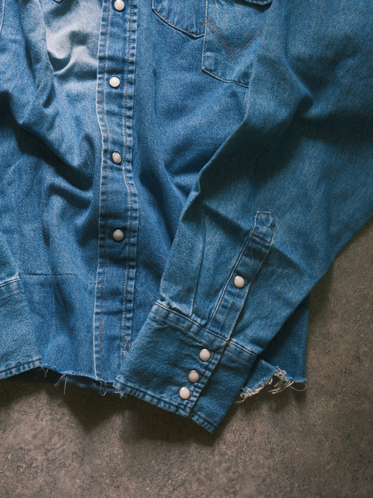 OLDPARK : SLEEVE FRONT SHIRT (DENIM / Fサイズ-1)