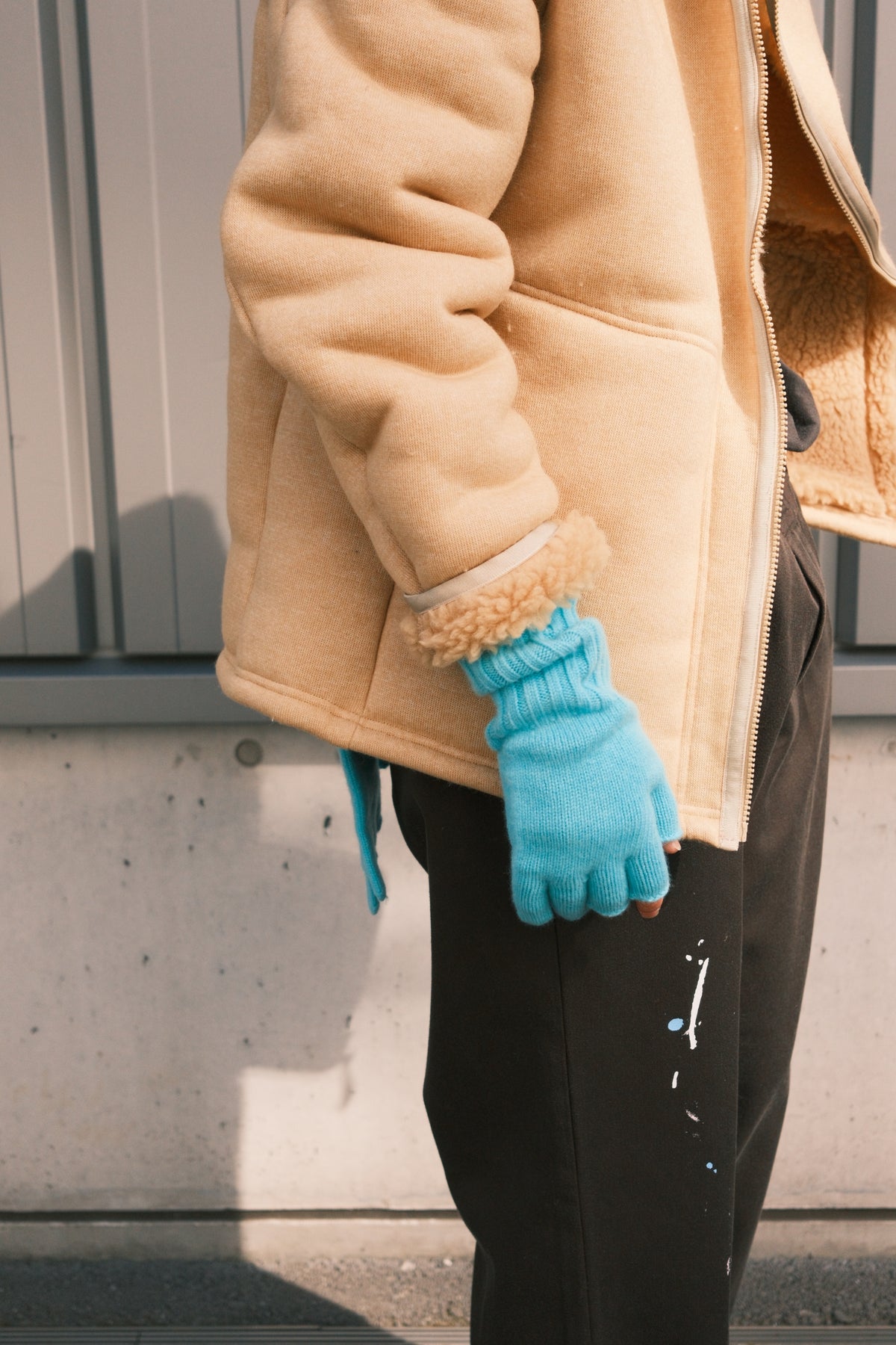 JOHN MASON SMITH / JANE SMITH : 5G THREE FINGERLESS KNIT GLOVE / TURQUOIS