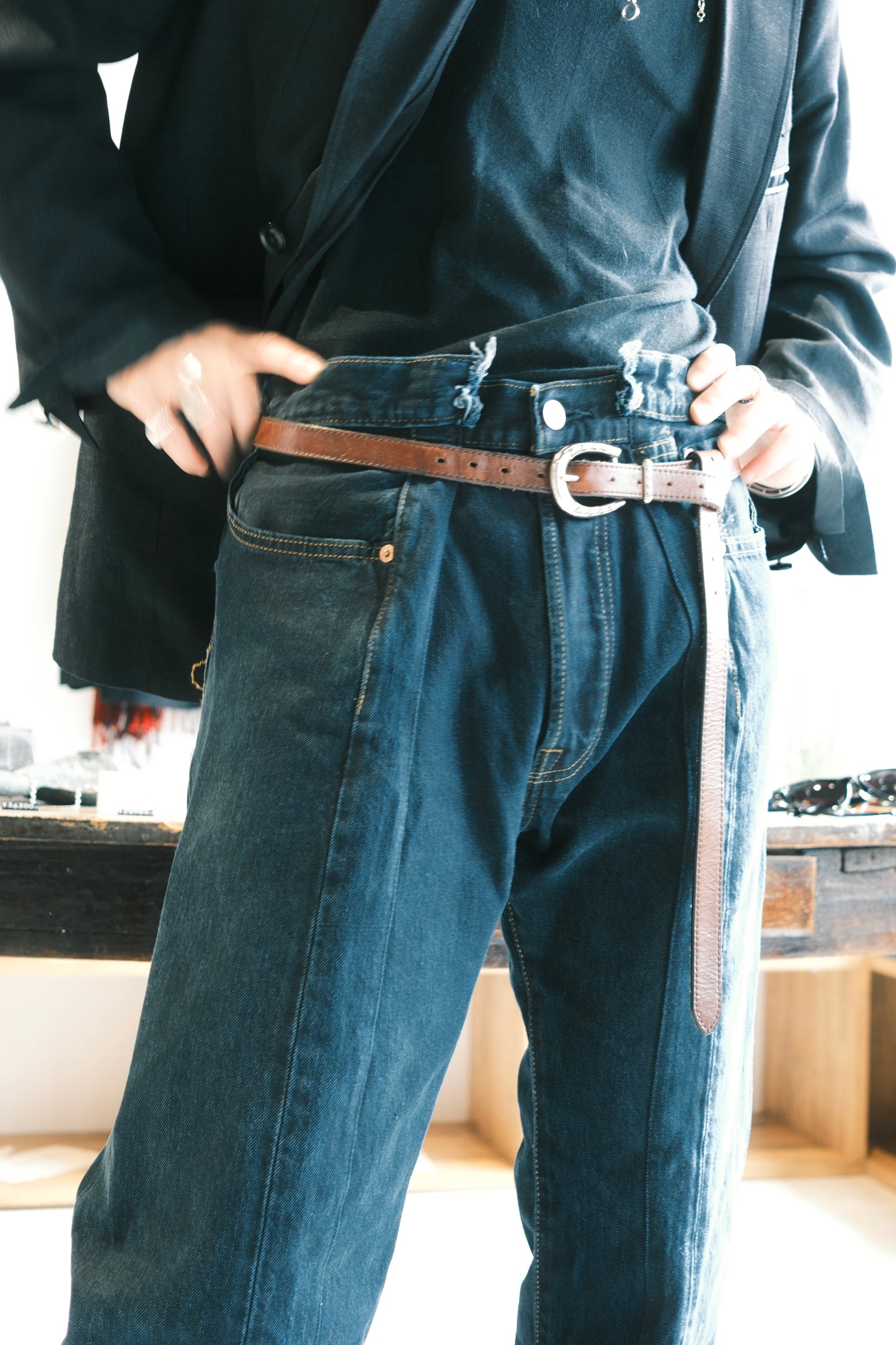 OLDPARK : SWAPPED JEANS (BLACK、Sサイズ)