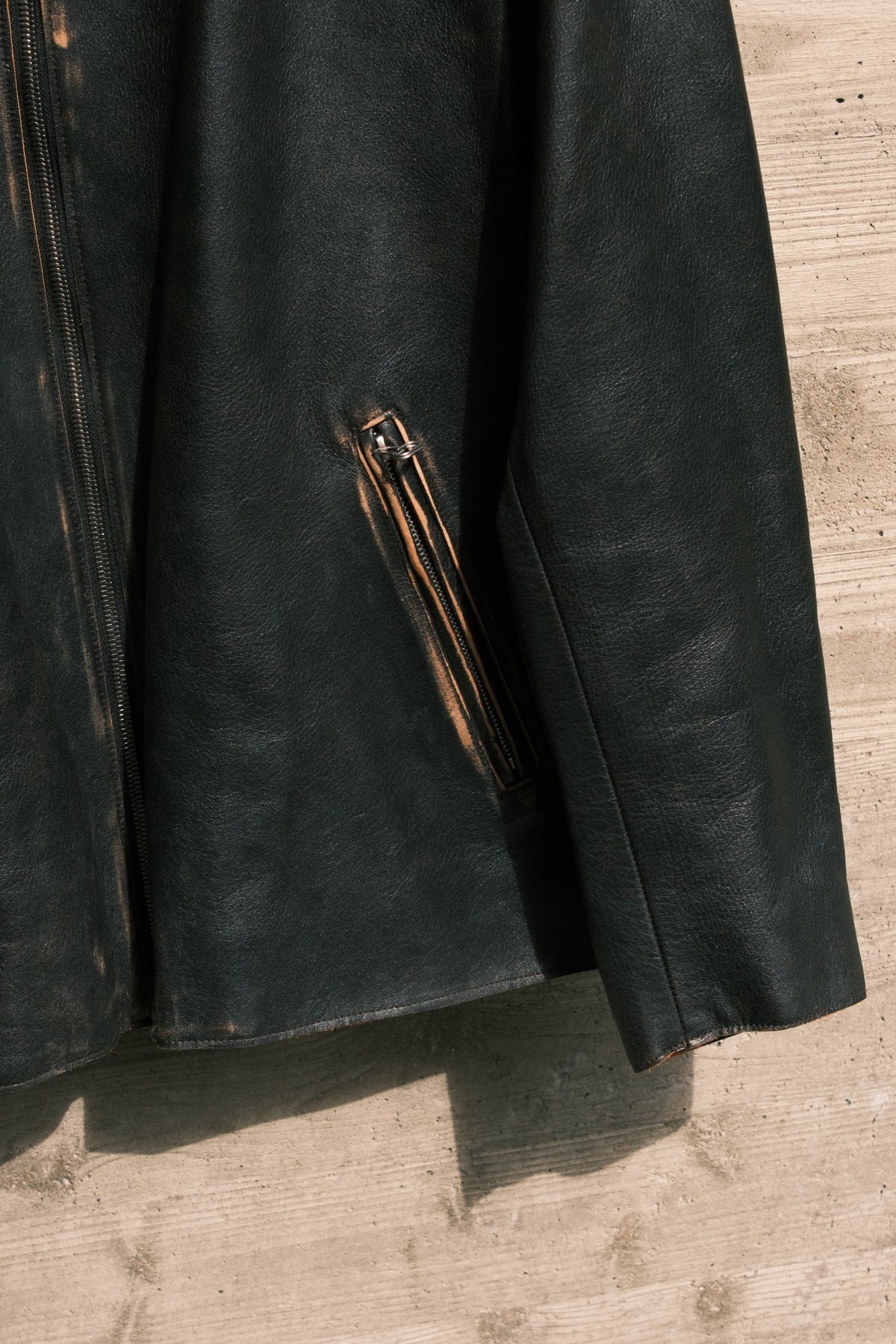 JOHN MASON SMITH / JANE SMITH : COW LEATHER VINTAGE FINISHED ZIP BLOUSON