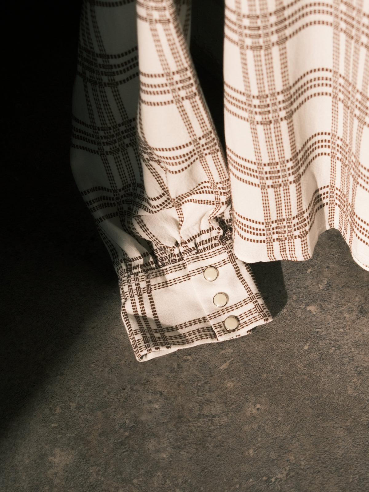 The Letters : OPEN COLLAR SHIRT -SASHIKO CHECK RAYON- / IVORY