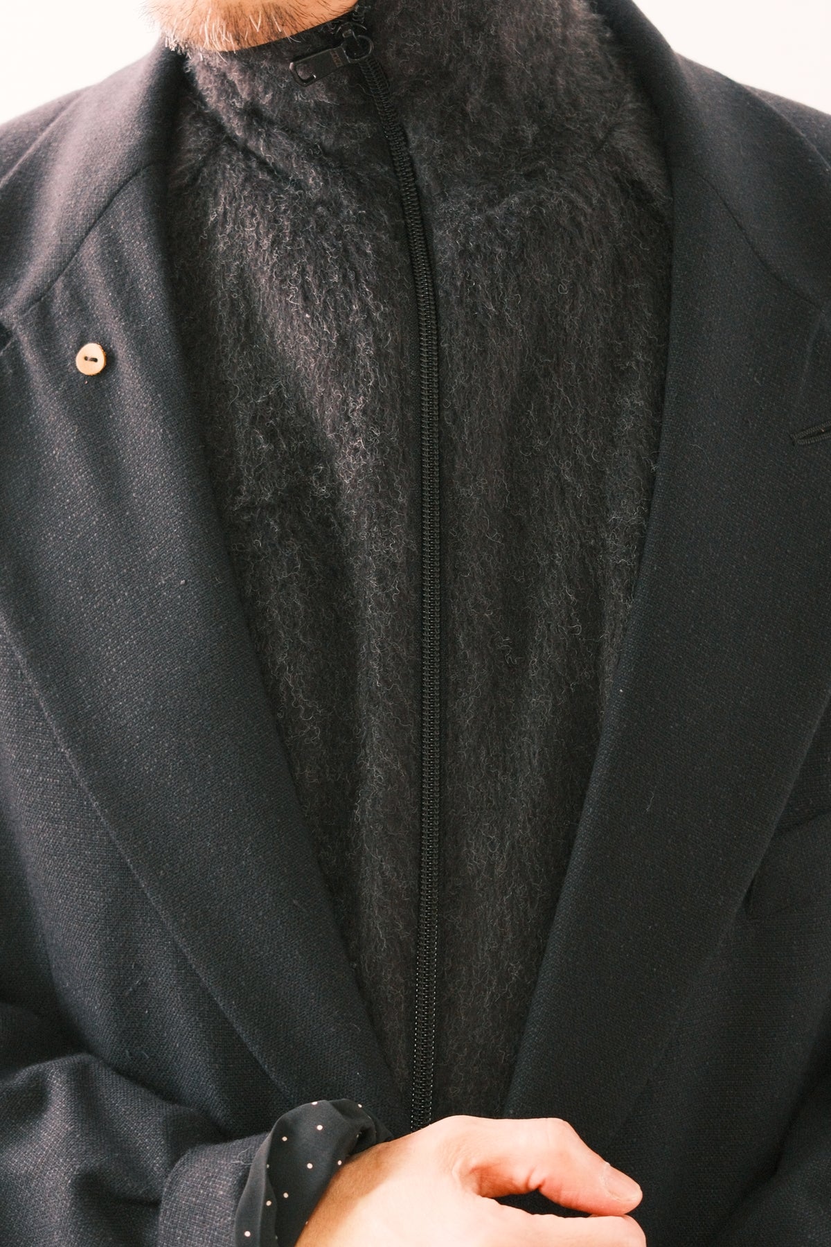 MINEDENIM : A.Wool Shaggy Track Jacket / CHARCOAL GRAY