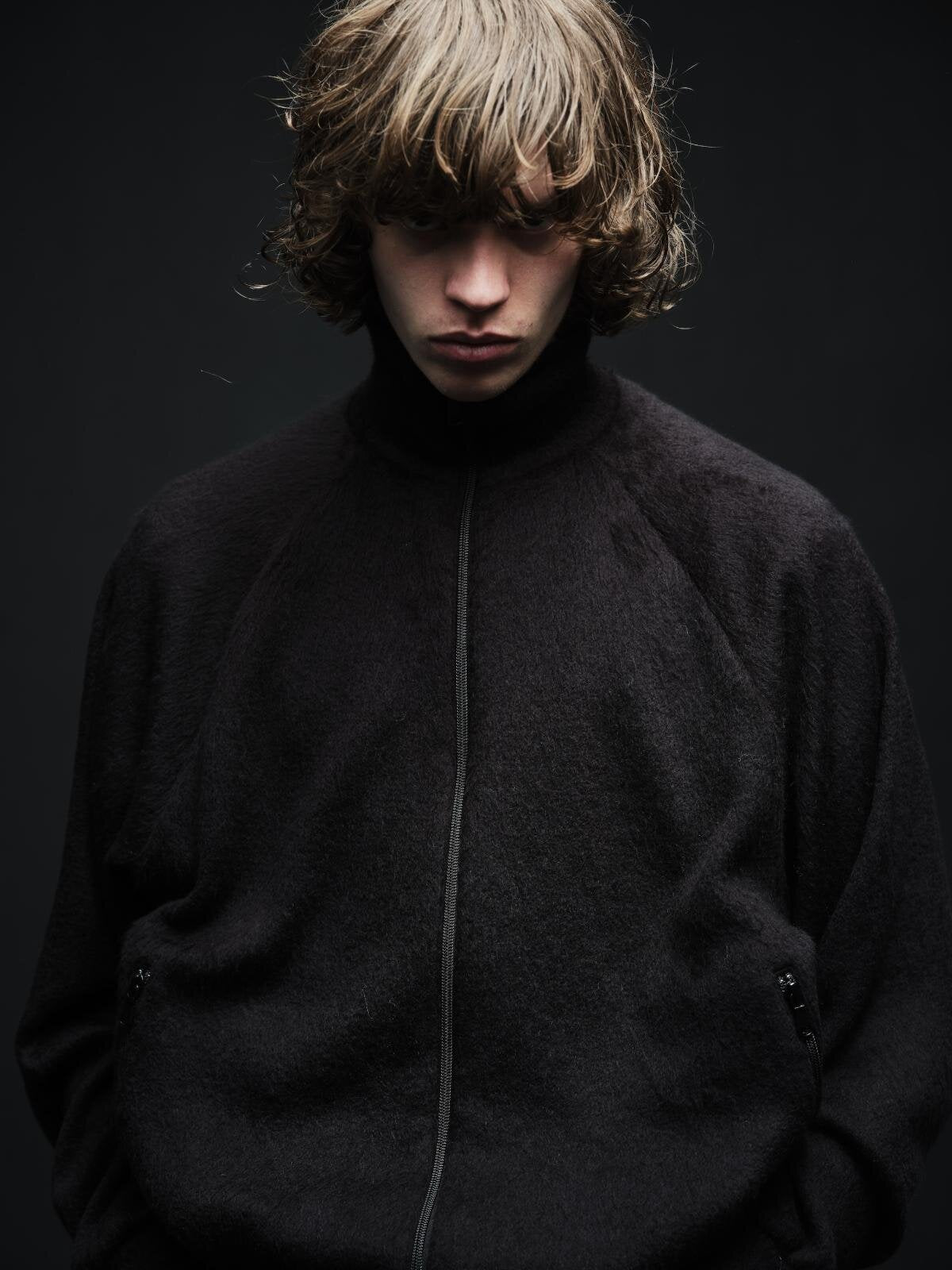 MINEDENIM : A.Wool Shaggy Track Jacket / CHARCOAL GRAY