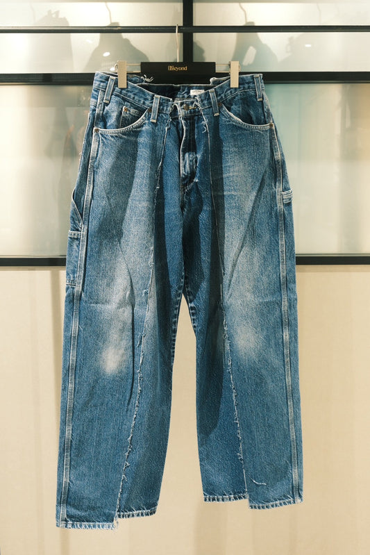 OLDPARK : BAGGY CARPENTER PANTS -DENIM- (BLUE、Lサイズ)