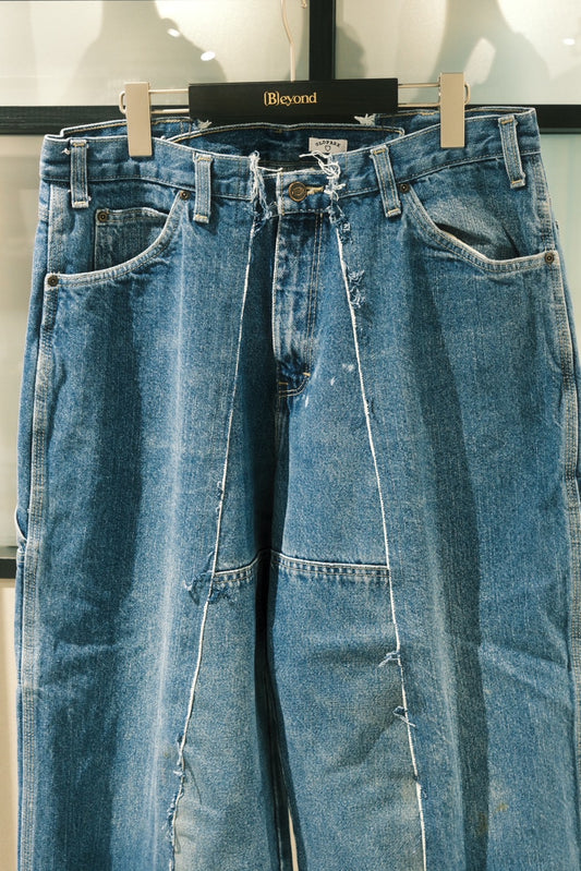 OLDPARK : BAGGY CARPENTER PANTS -DENIM-  (BLUE、XLサイズ)