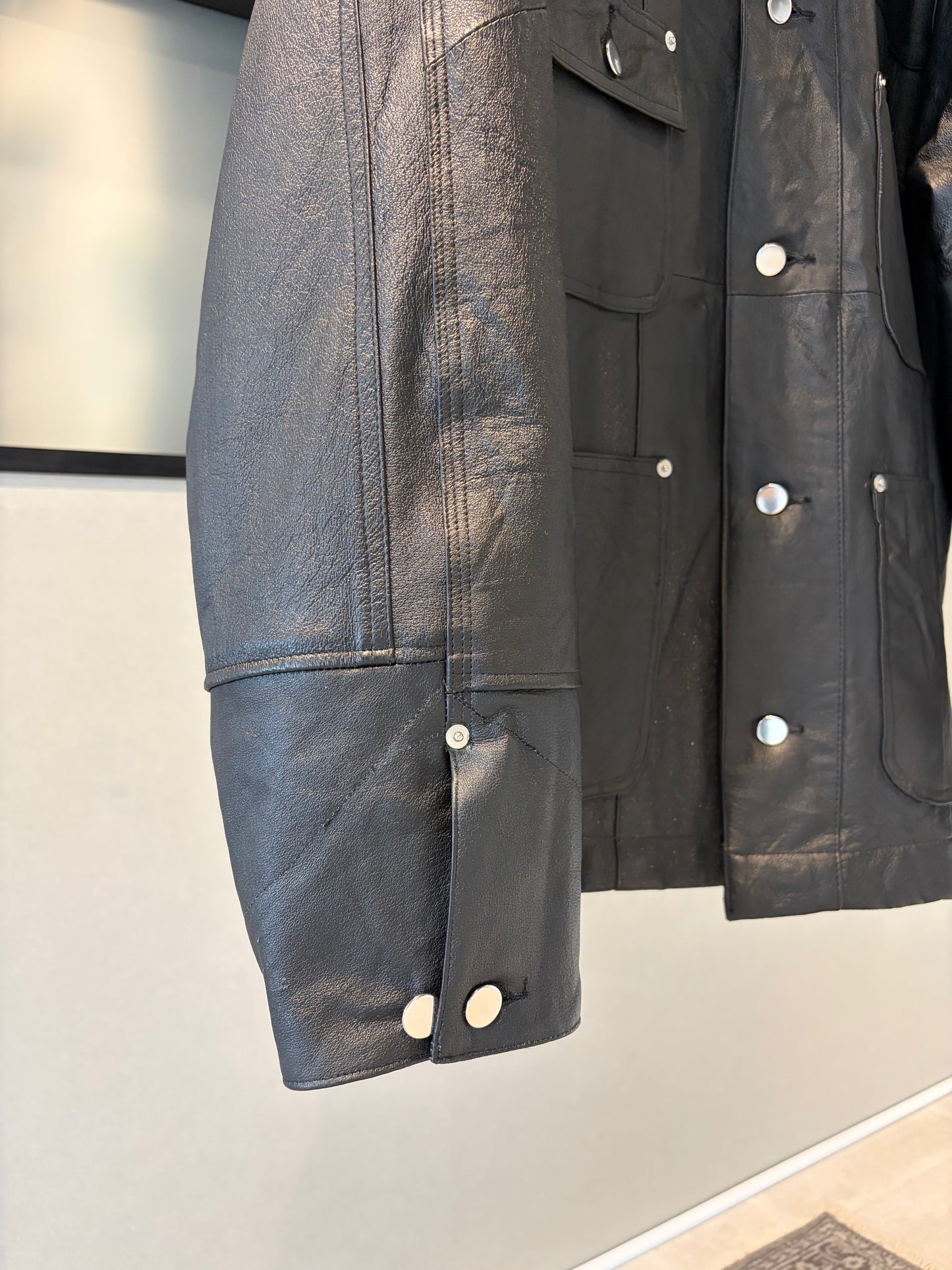 OLDPARK : LEATHER CHORE COAT (BLACK、XLサイズ)