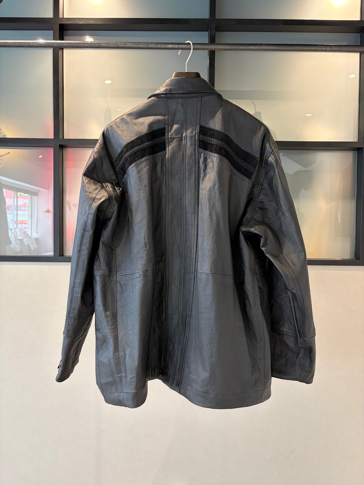 OLDPARK : LEATHER CHORE COAT (BLACK、XLサイズ)