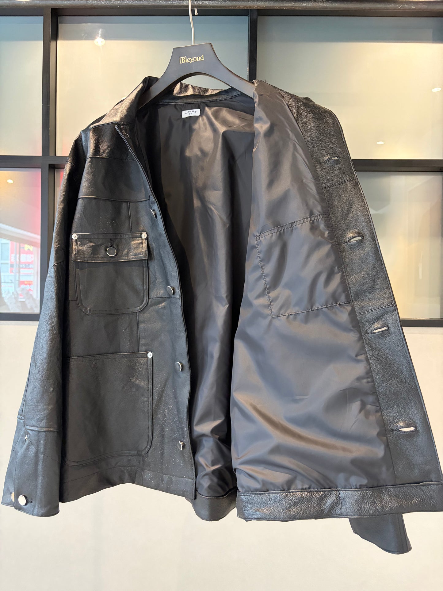 OLDPARK : LEATHER CHORE COAT (BLACK、XLサイズ)