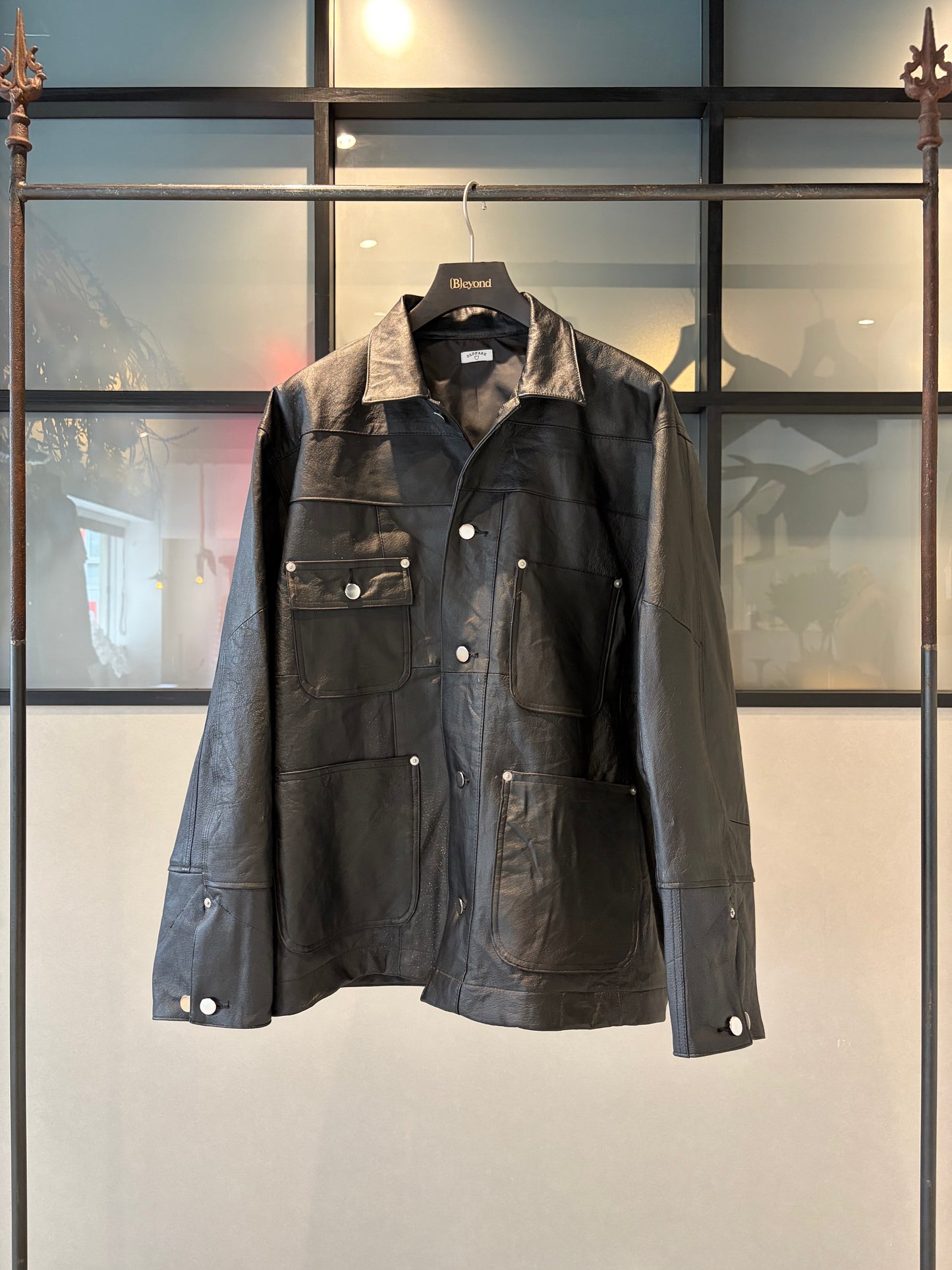 OLDPARK : LEATHER CHORE COAT (BLACK、XLサイズ)