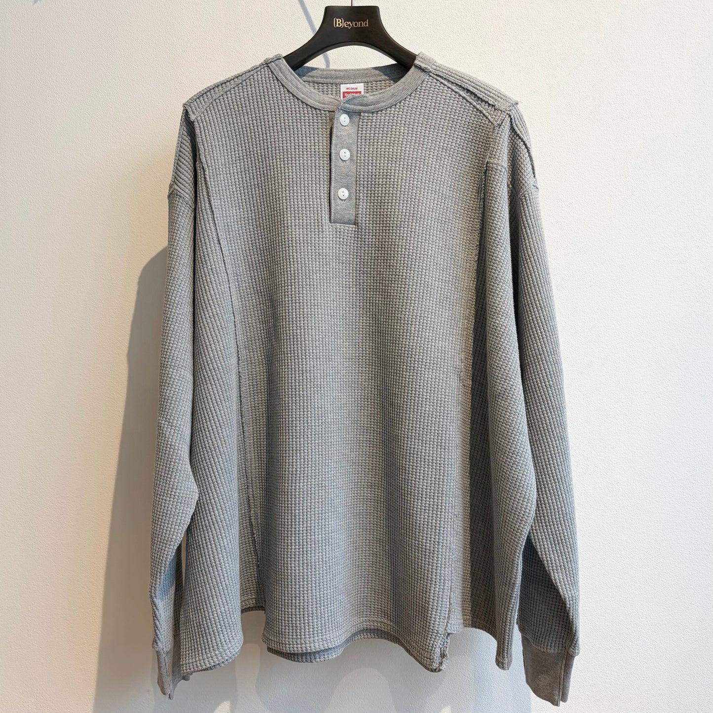 OLDPARK : WAFFLE HENLEY L/S (x Healthknit) / GRAY