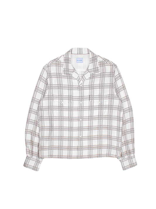 The Letters : OPEN COLLAR SHIRT -SASHIKO CHECK RAYON- / IVORY