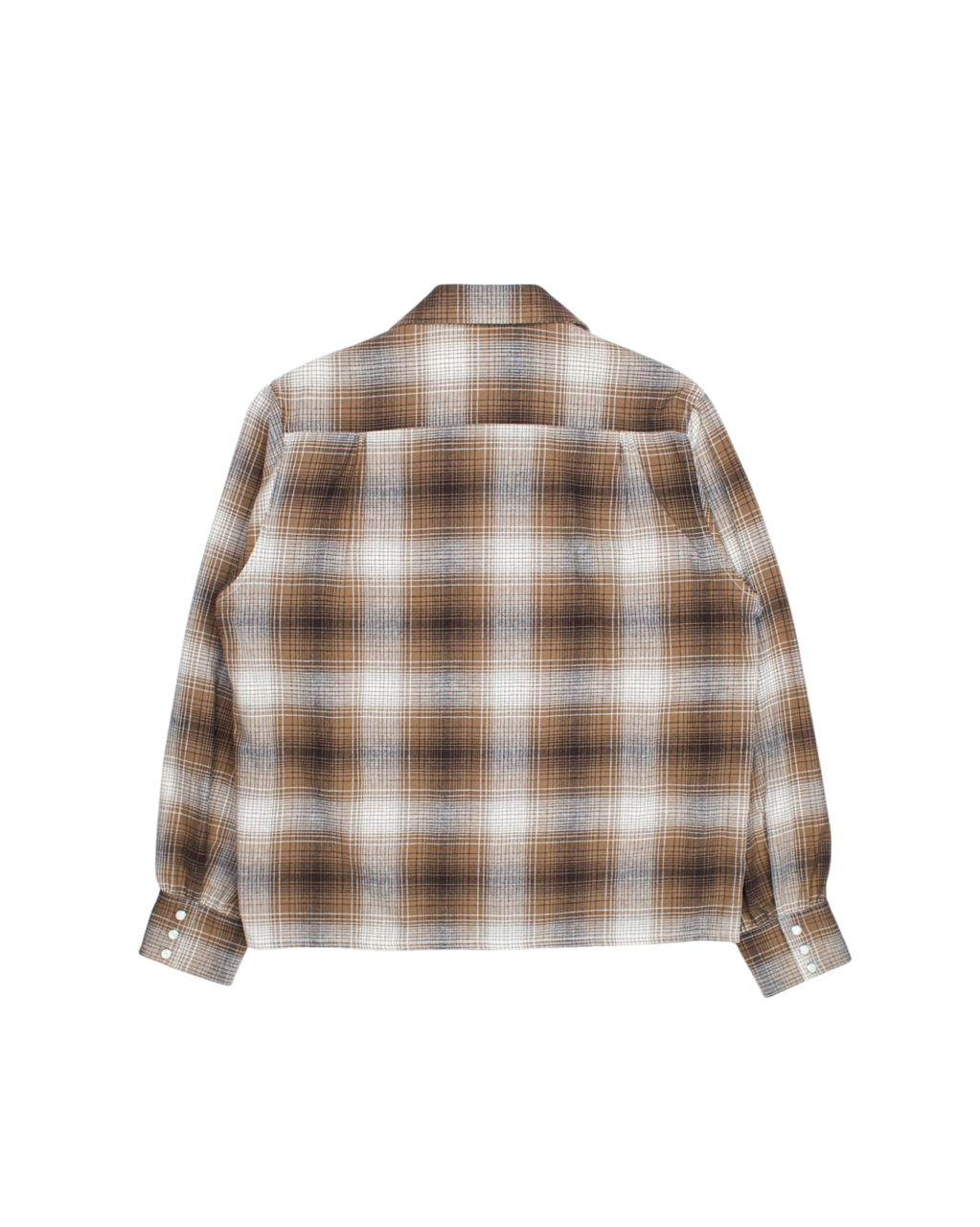 The Letters : OPEN COLLAR SHIRT -CHECK OPEN END YARN COTTON- / BROWN