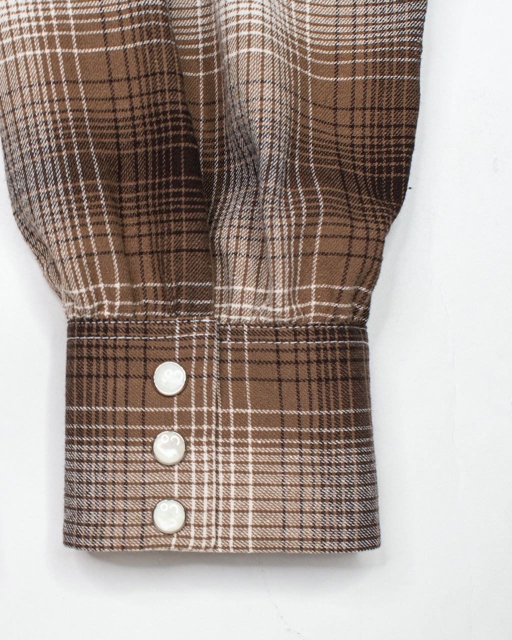 The Letters : OPEN COLLAR SHIRT -CHECK OPEN END YARN COTTON- / BROWN